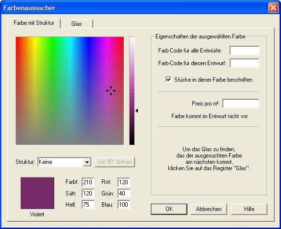 color selector dialog box