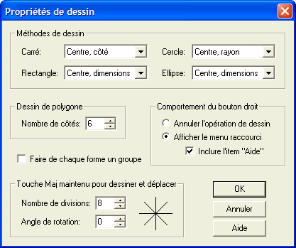 drawing properties dialog