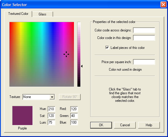 color selector dialog box