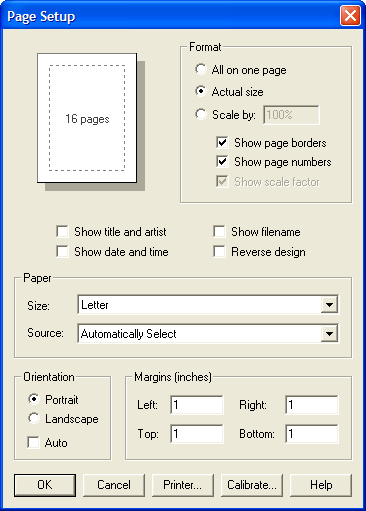 page setup dialog