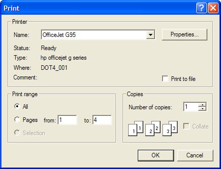 print dialog box